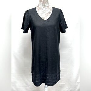 NICOLE MILLER Black‎ Linen blend puff sleeve mini dress size S